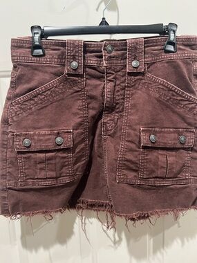 American Eagle Outfitters Maroon Corduroy Mini Skirt with Cargo Pockets